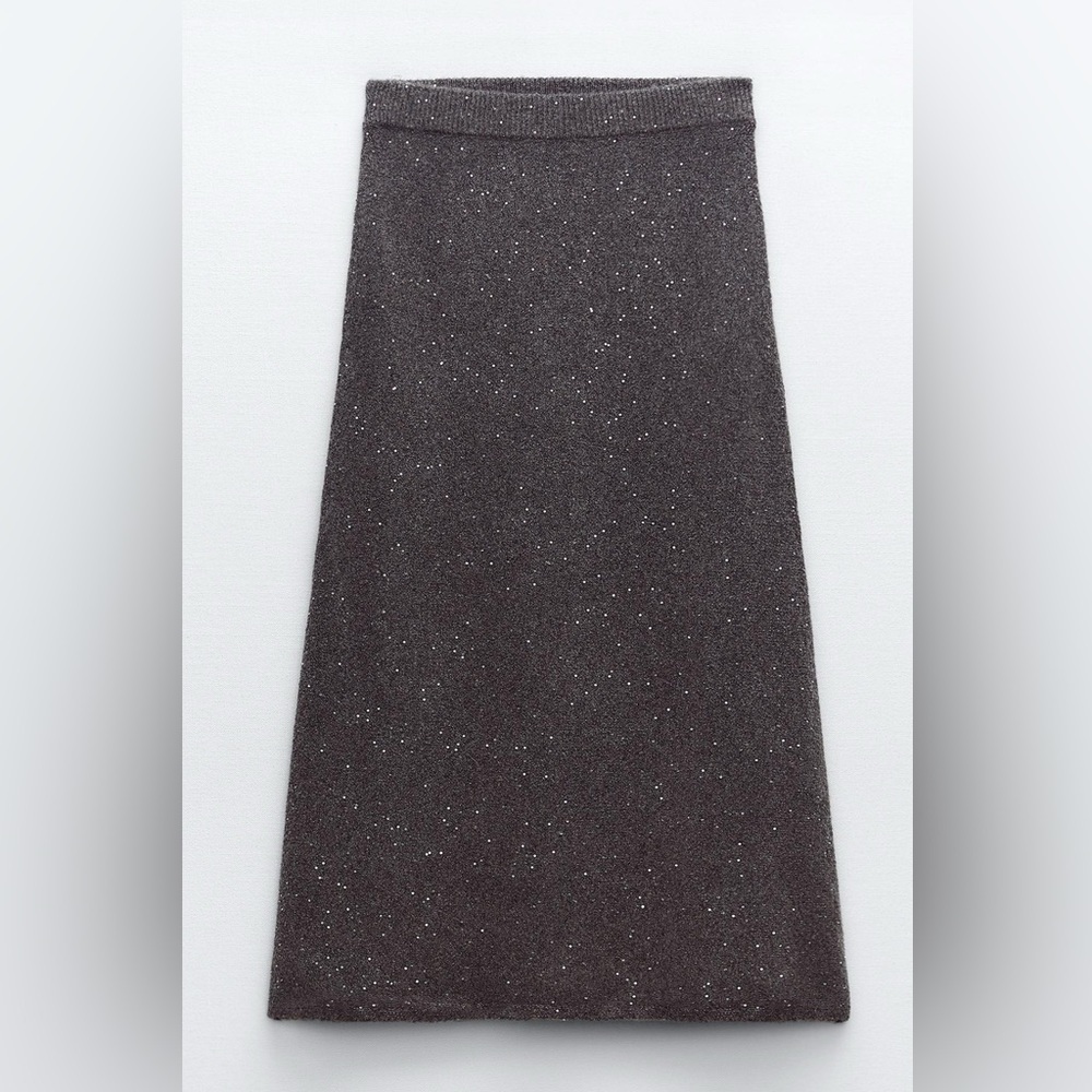Sequin wool skirt